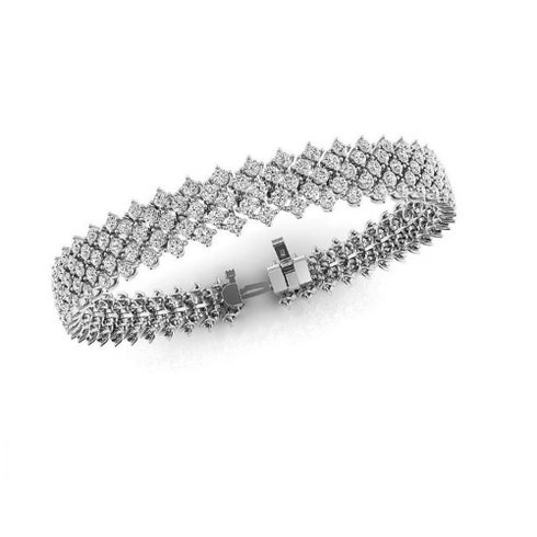 14K Yellow Gold with Diamond Eternity Three Row Tennis Bracelet